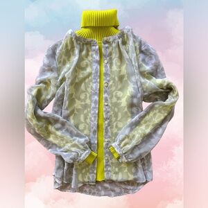 Women's Lime Green Turtleneck Cropped Sweater Banana Republic